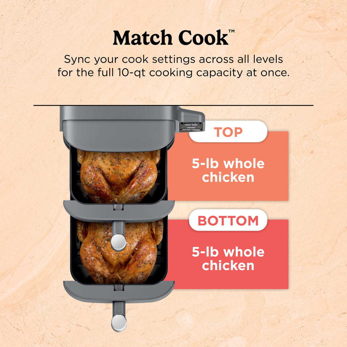 Ninja DoubleStack Air Fryer 8-Qt, 2 Baskets, Cook 4 Foods at Once, Space Saving, 4-in-1, SL200 Black