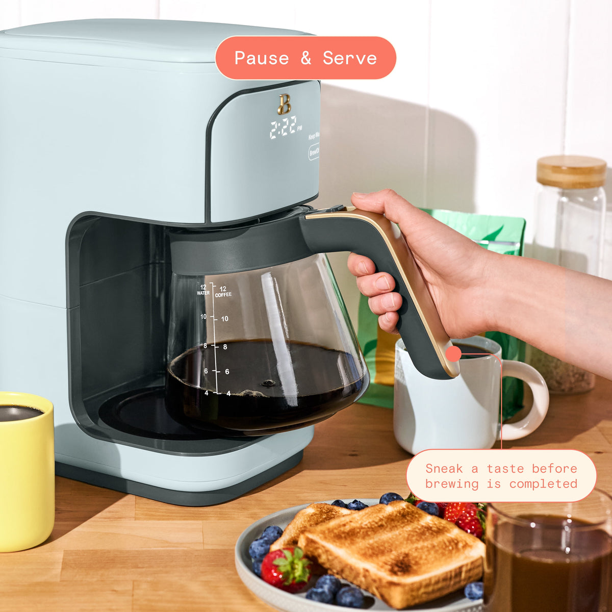 Beautiful by Drew Barrymore 12-Cup Programmable Coffee Maker, White Icing