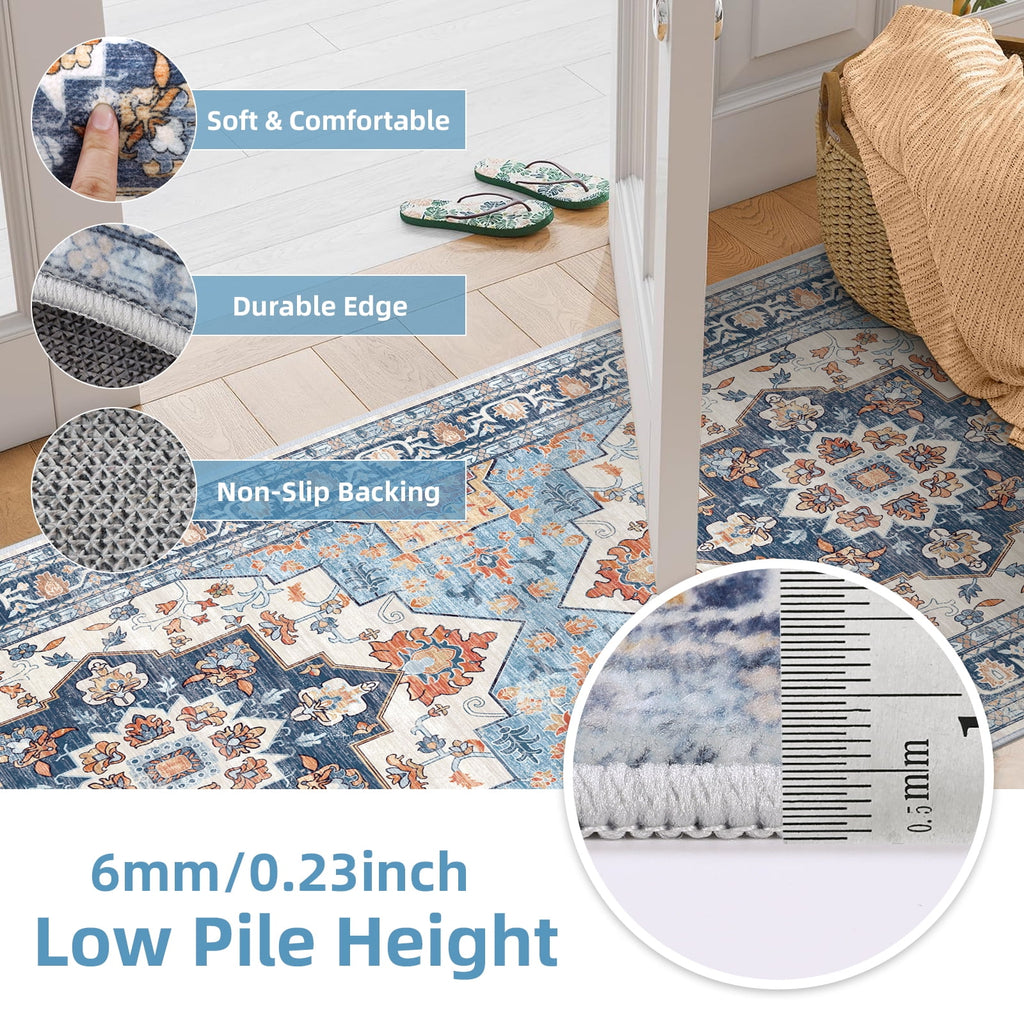 Findosom 3pcs Kitchen Rugs Set,Washable Boho Farmhouse Kitchen Mats for Floor,Non Slip Kitchen Floor Mat Carpet Runner Rugs for Entryway Hallway Laundry Home Decor 20"x32"+20"x32"+20"x47" Gray