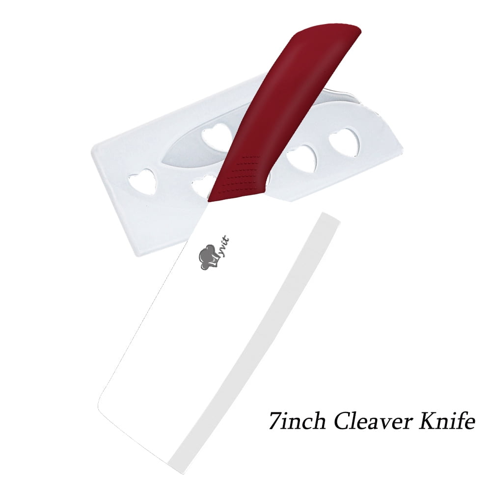Ceramic Knife 7" Rustproof Vegetable Cleaver Knife Nakiri Lightweight Kitchen Paring Knife with Cover Chopping Knife Slicing Cutter