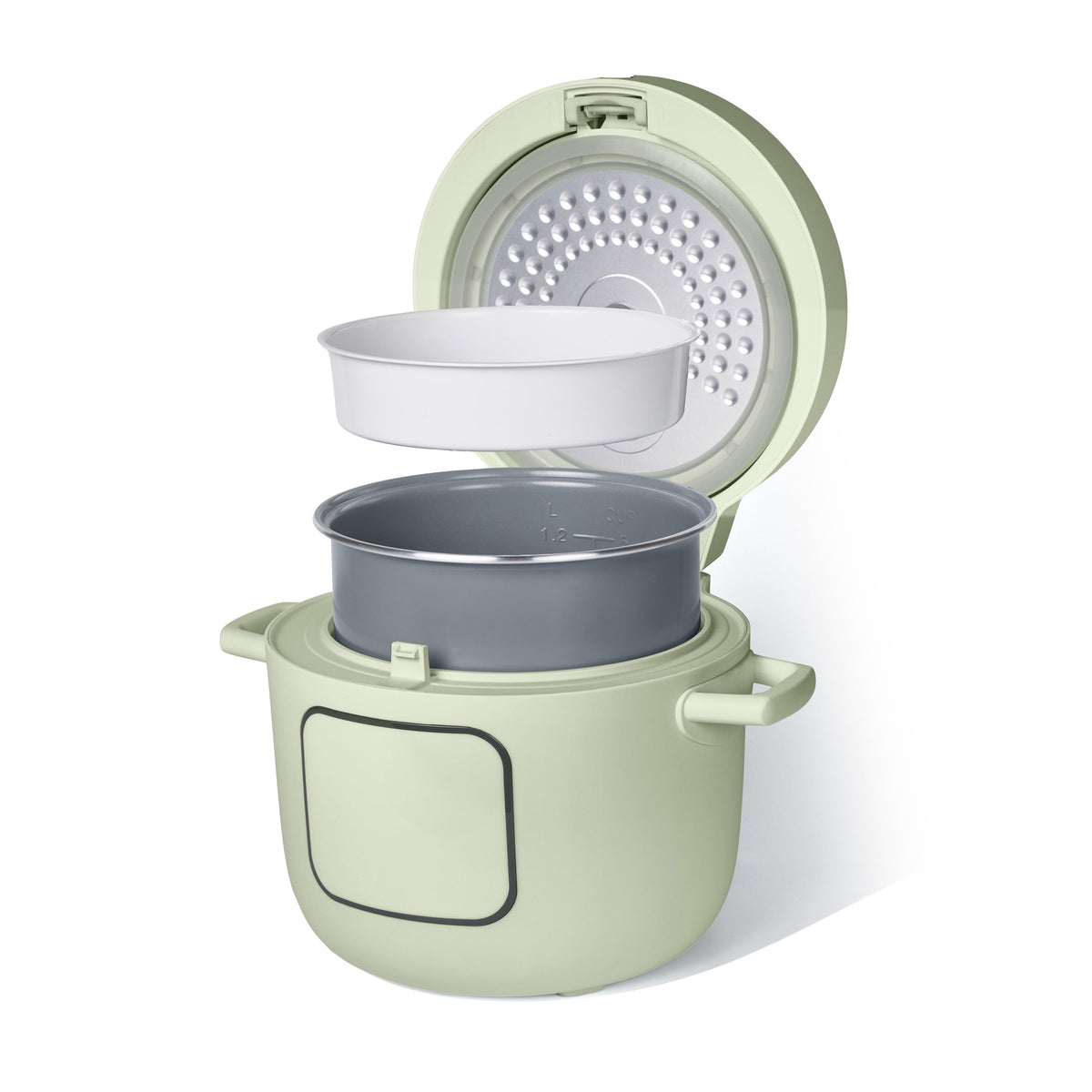 Beautiful 14-Cup Cooked, 6-Cups Uncooked Electric Rice and Grain Cooker, EverGood Ceramic Nonstick Coating, Thyme Green by Drew Barrymore