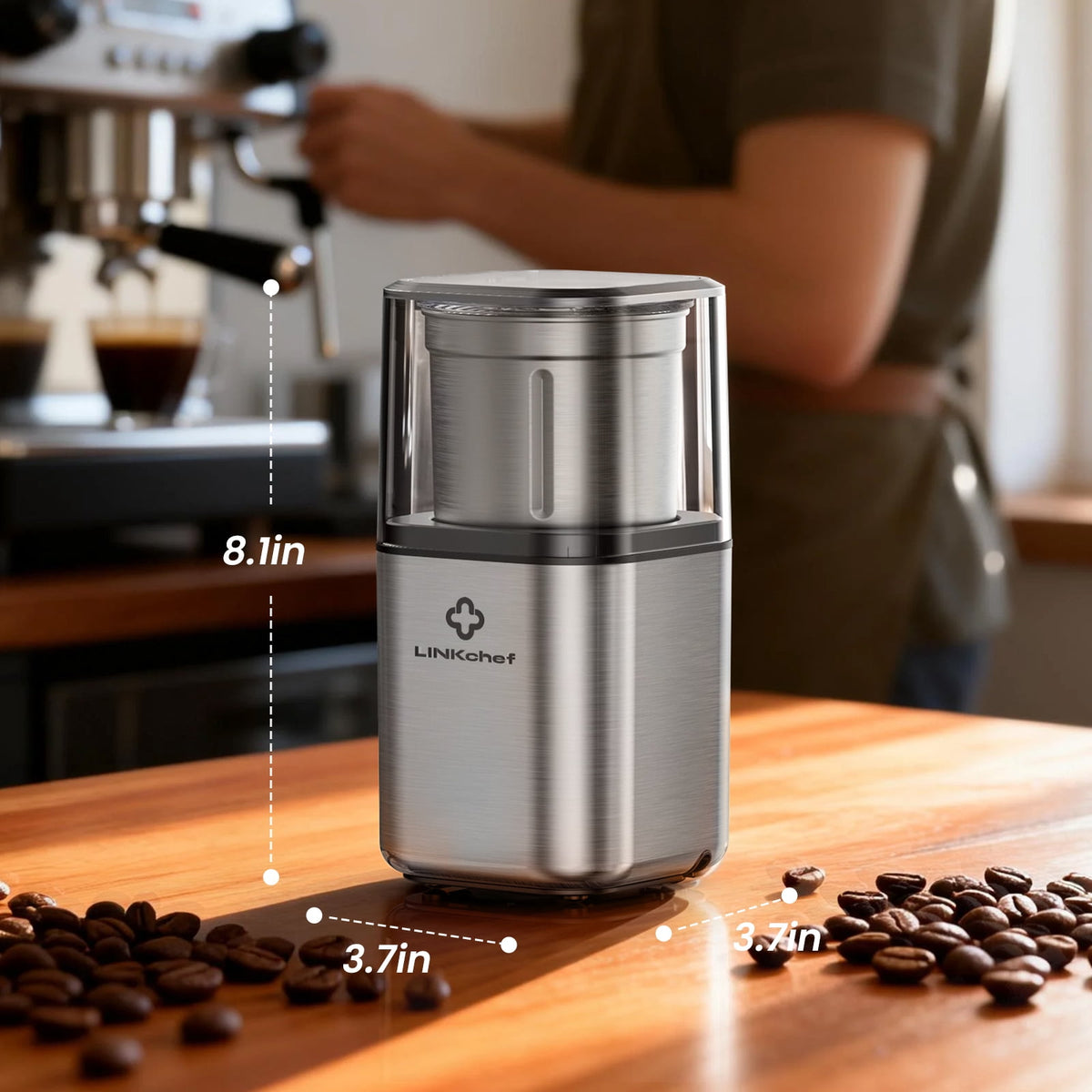 LINKChef Coffee Grinder, Coffee Bean Grinder, Spice Grinder with Stainless Steel Four Blades Perfect for Coffee Beans, Spice, Tea (Black)