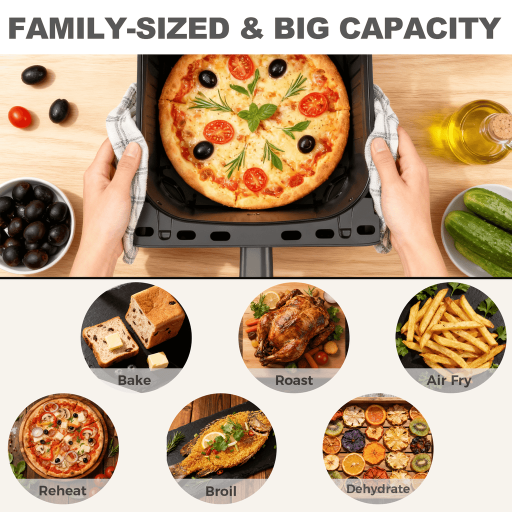 Air Fryer, 6-Quart Smart Air Fryer, 12-in-1 Functions - Air Fry, Roast, Reheat, Dehydrate, Bake, Steam, and More, 400Â°F Max Temperature, Grey