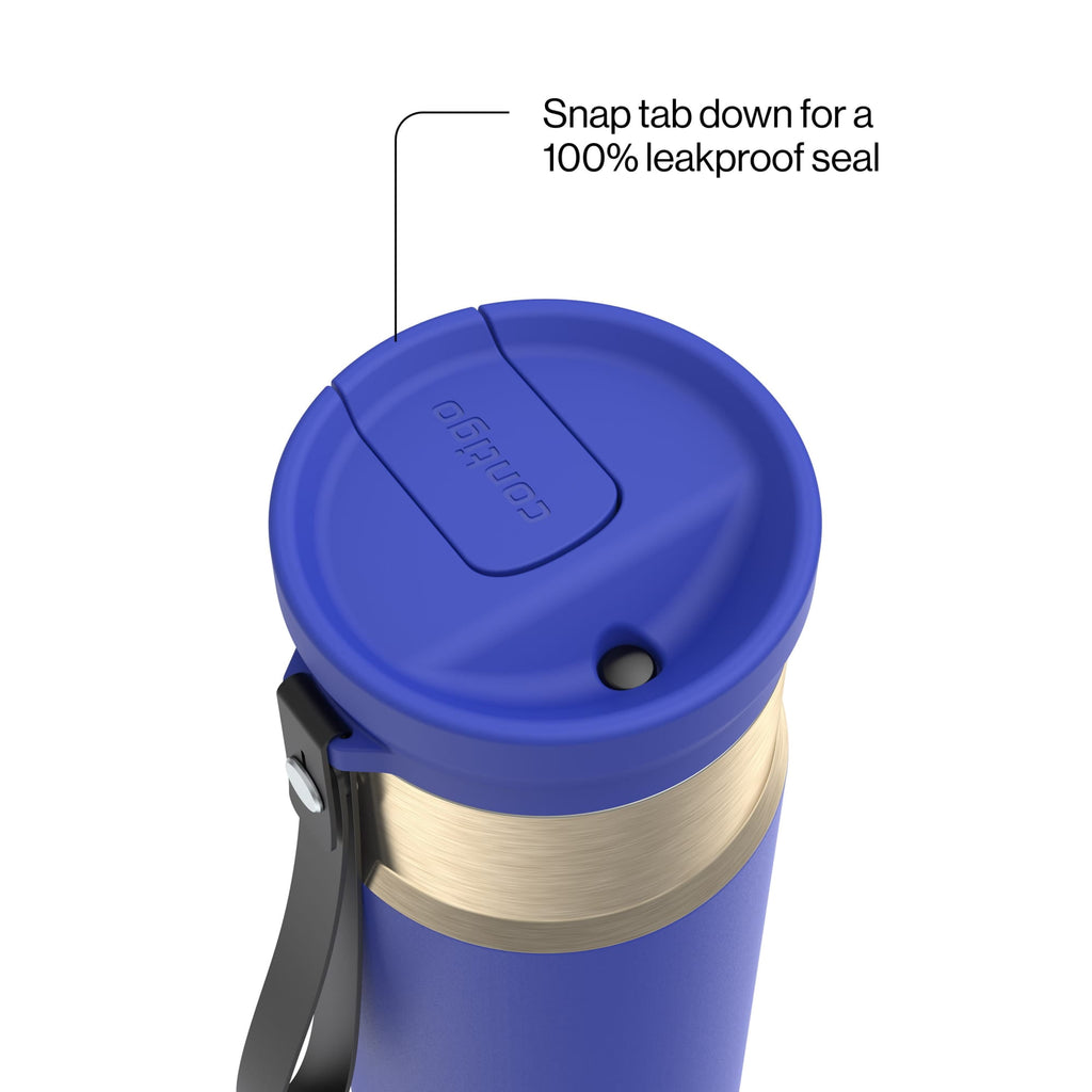 Contigo 24oz SnapSeal Insulated Stainless Steel Water Bottle with Straw, Licorice Black/Bronze