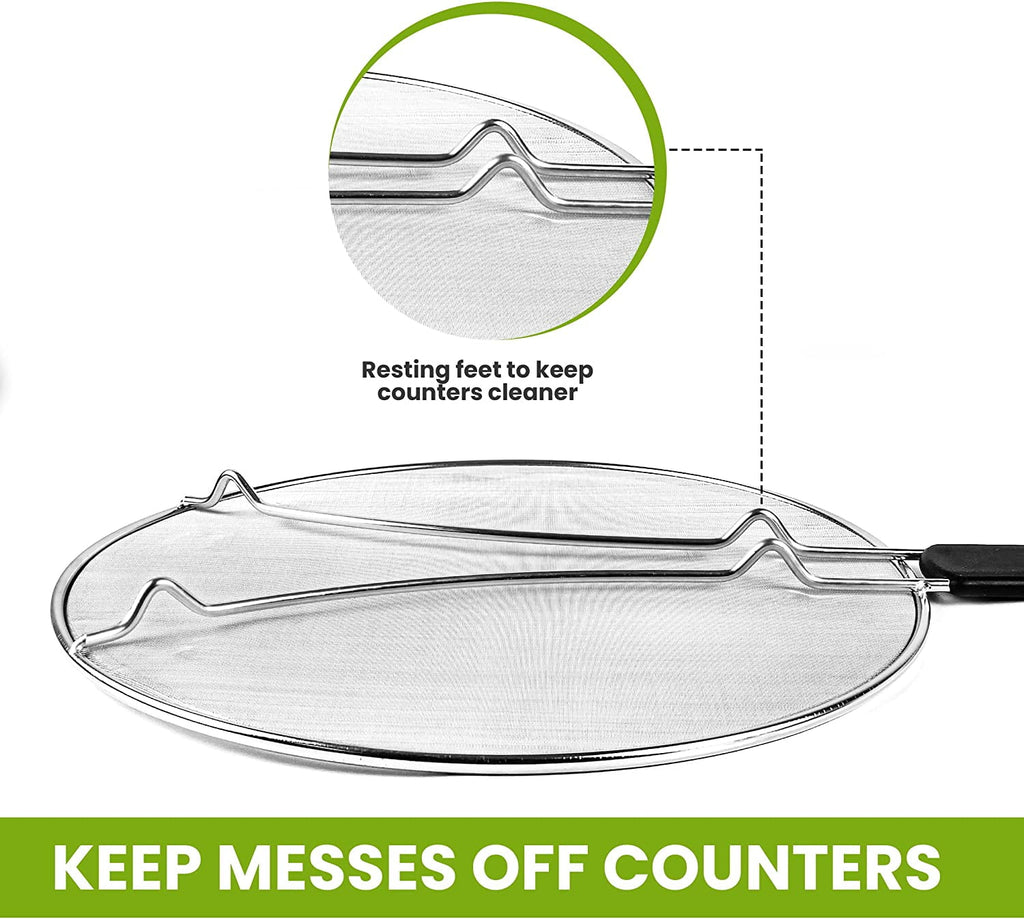 Kafoor 13 inch Grease Splatter Screen for Cooking with Soft-Grip|Splatter screen for frying pan|Works as a strainer