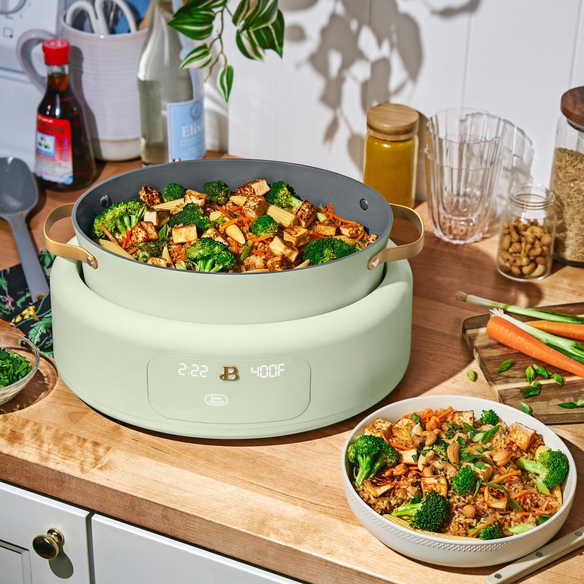 Beautiful 10 in 1, 6 Qt Electric Multi-Cooker, Thyme Green by Drew Barrymore