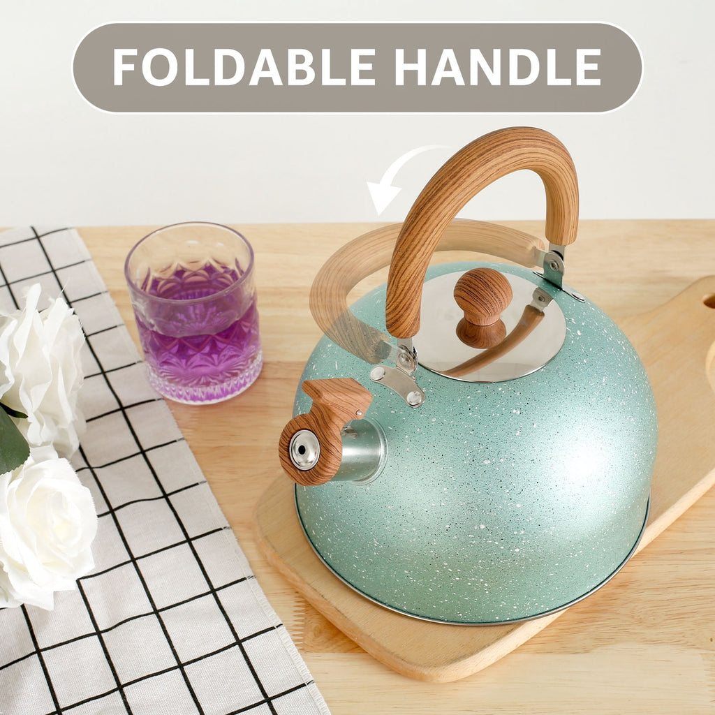 2.6 QT Tea Kettle Stainless Steel Whistling Tea Kettle with Stay Cool Handle Fast Boiling Tea Pot Large Capacity Teapot Stovetop Water Boiler for Stove Top Home Kitchen