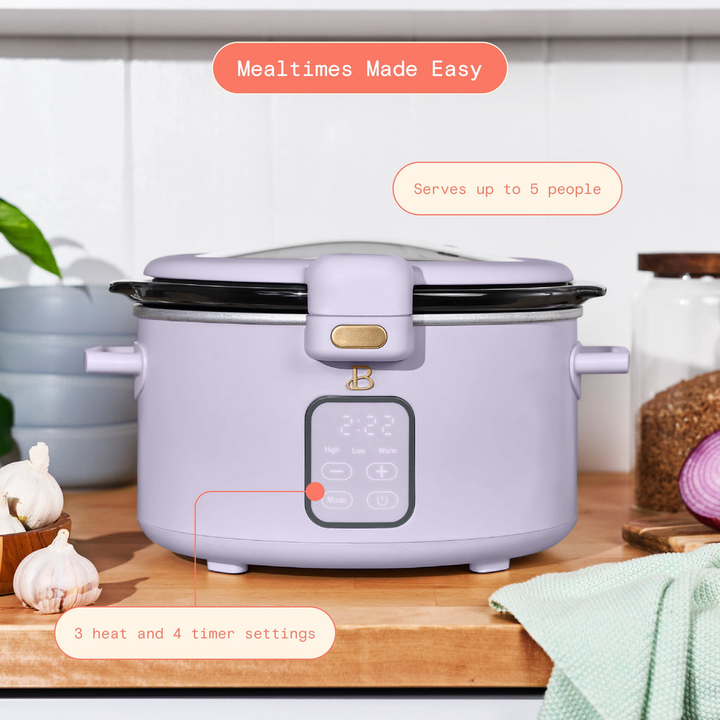 Beautiful 4 Qt Digital Slow Cooker with Hinged Locking Lid, Thyme Green by Drew Barrymore