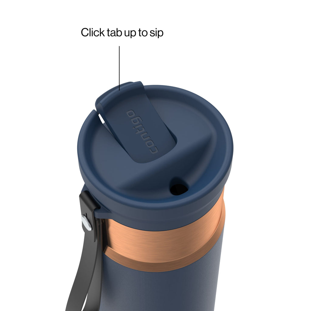 Contigo 24oz SnapSeal Insulated Stainless Steel Water Bottle with Straw, Licorice Black/Bronze