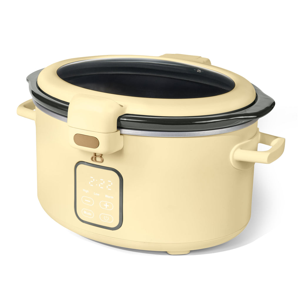 Beautiful 4 Qt Digital Slow Cooker with Hinged Locking Lid, Thyme Green by Drew Barrymore