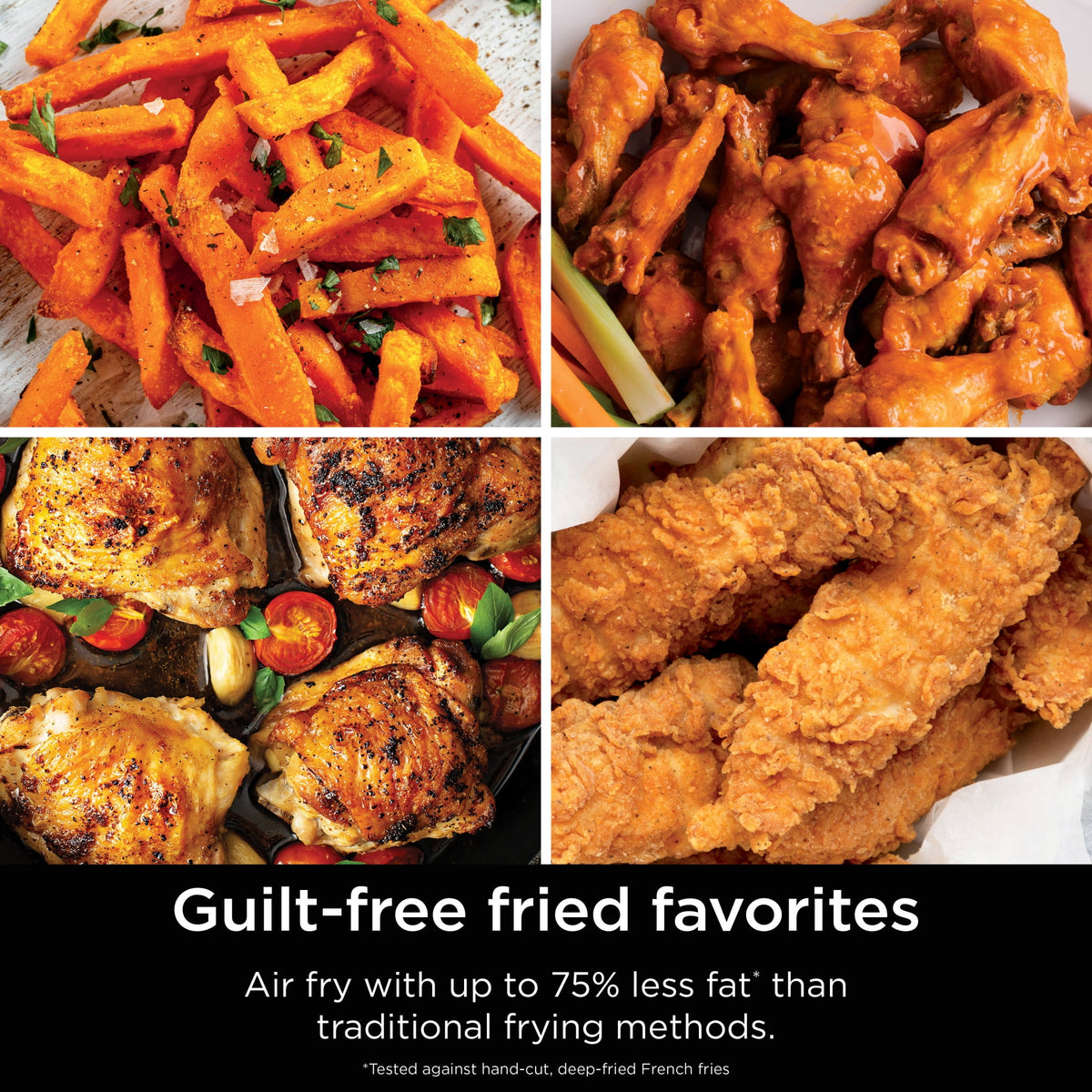 Ninja DoubleStack Air Fryer 8-Qt, 2 Baskets, Cook 4 Foods at Once, Space Saving, 4-in-1, SL200 Black