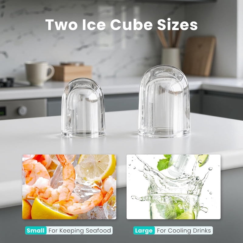 Simenmax Ice Maker Countertop – 26lbs Desktop ice maker with Handle for Home, Kitchen, Office, Outdoors, RV, Camping, White