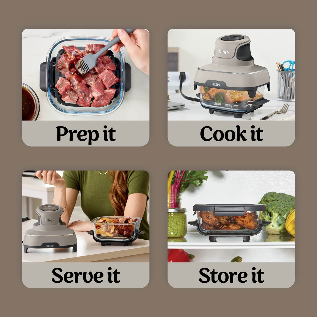Ninja Crispi Glass Air Fryer 4-Qt, 4-in-1, Air Fry Bake Recrisp, Portable, Dishwasher Safe, FN101GY Cyberspace
