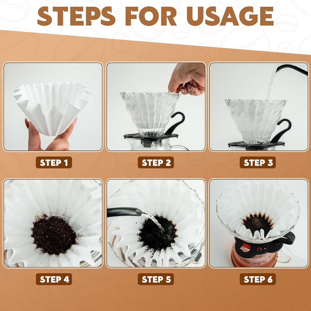 DTFMZOV 5 Cup Basket Coffee Filter, 250 Count Coffee Filters for 5 Cup Coffee Maker, Disposable Paper Coffee Filters for Mini Brew, White