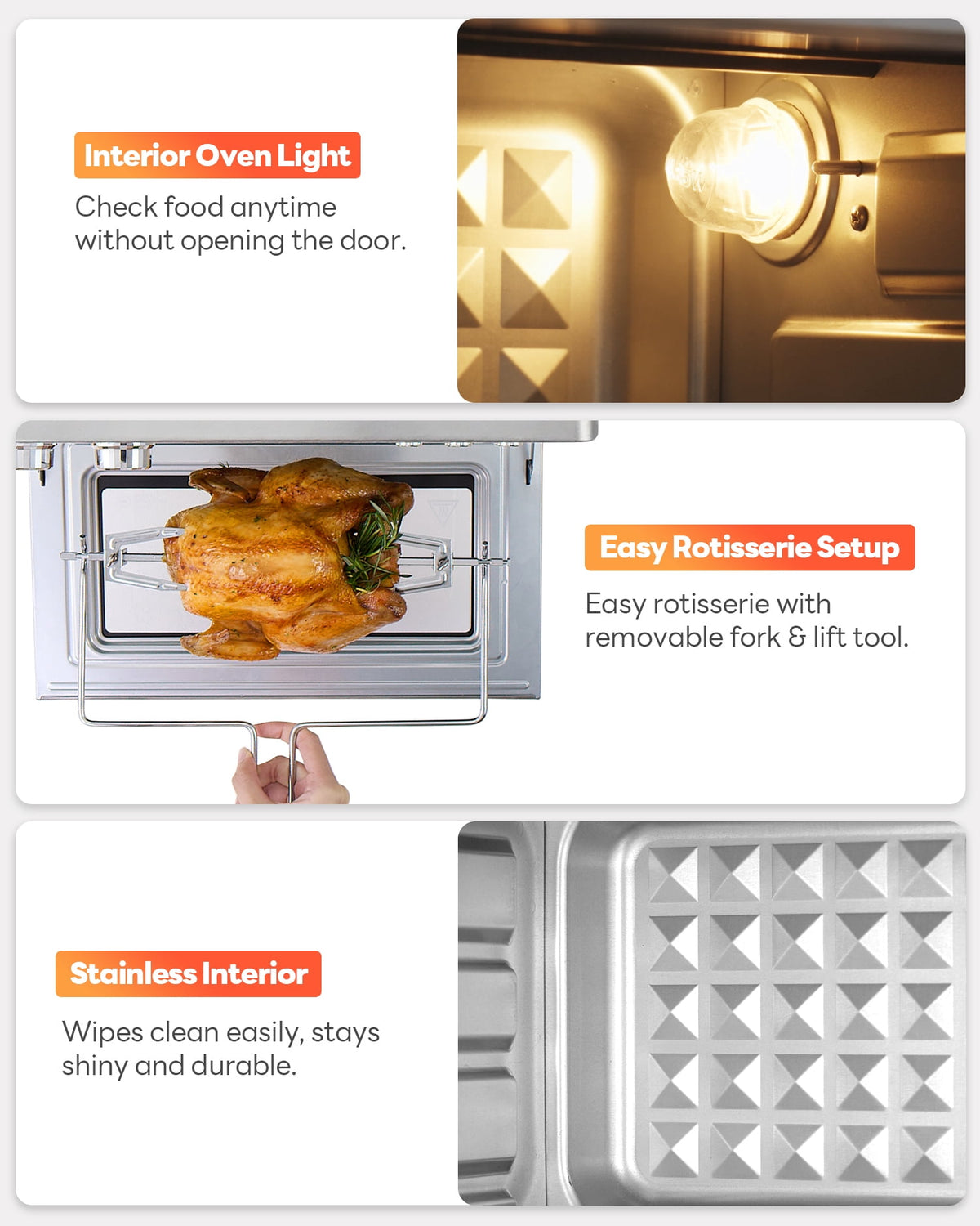 Air Fryer Toaster Oven Combo, 28Quart 12-in-1 Extra Large Countertop Convection Oven with LED Display, Toast, Roast, Bake, Reheat, Broil & Steam , 7 Accessories+Recipe, Stainless Steel