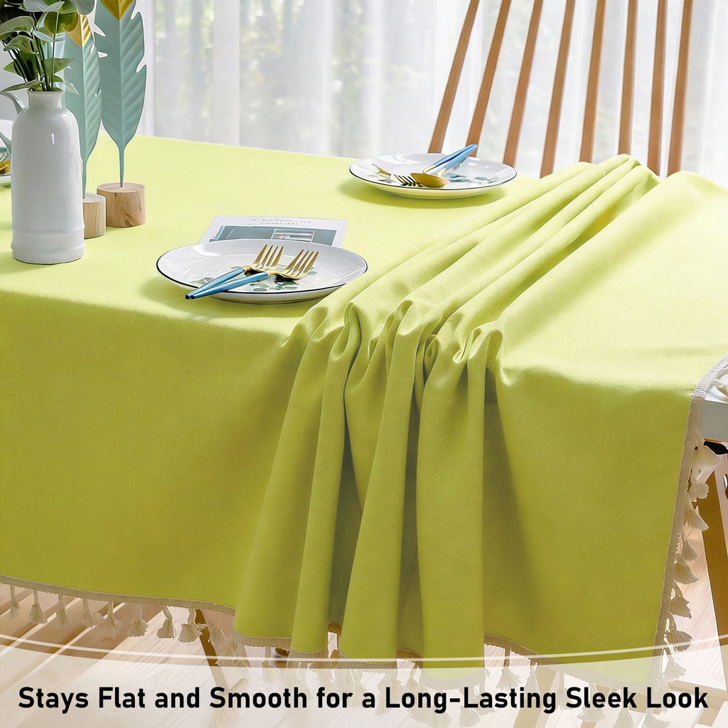 Soulgenix Tablecloth, 55"*70" Rectangle Table Cloth with Tassel, Table Cover for Dining, Party, Home, Fits Tables 30"×45" (4-6 seats), Beige