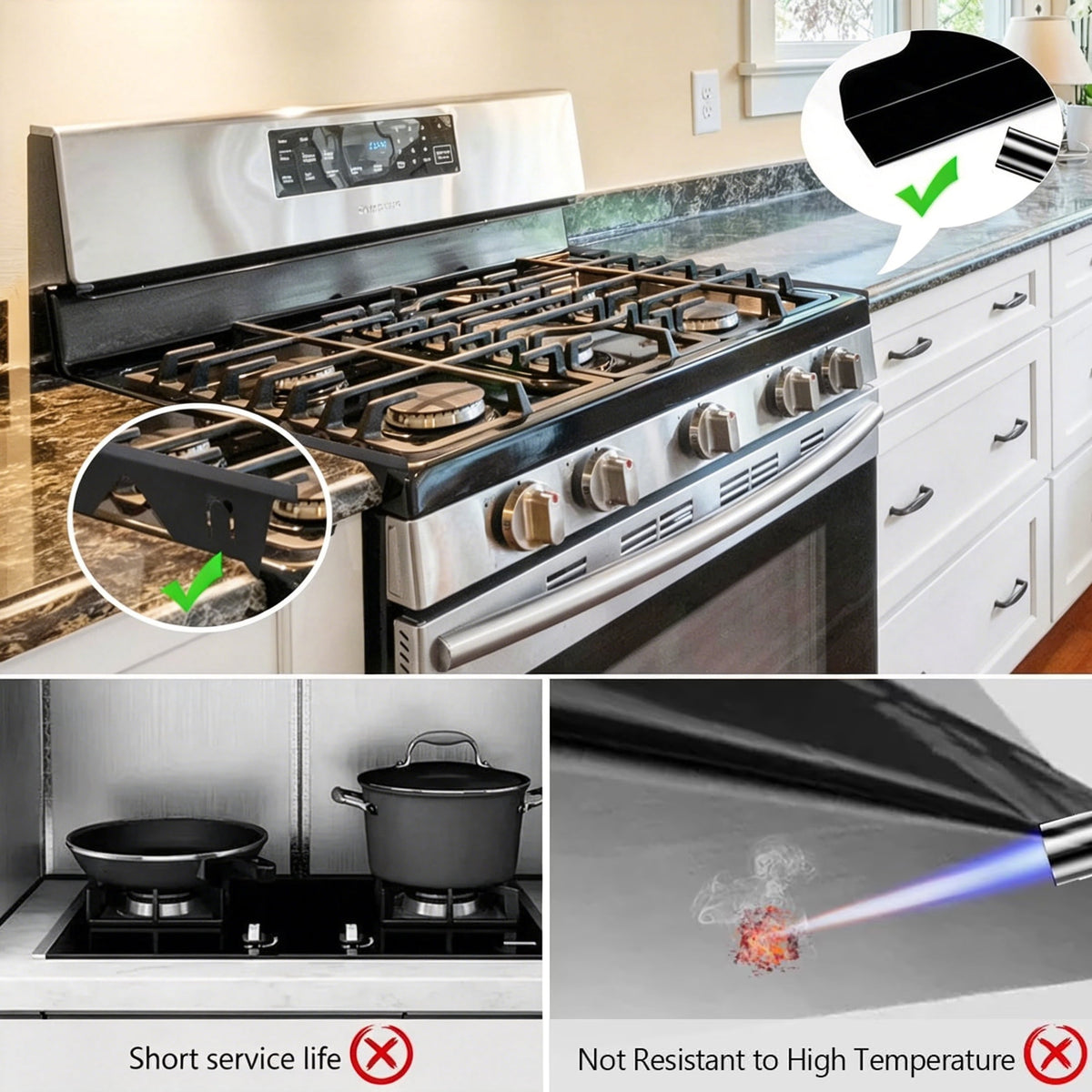 2 Pcs Stove Gap Covers, Stainless Steel Stove Gap Filler Adjustable Length 13.8"to 27.6" for Kitchen