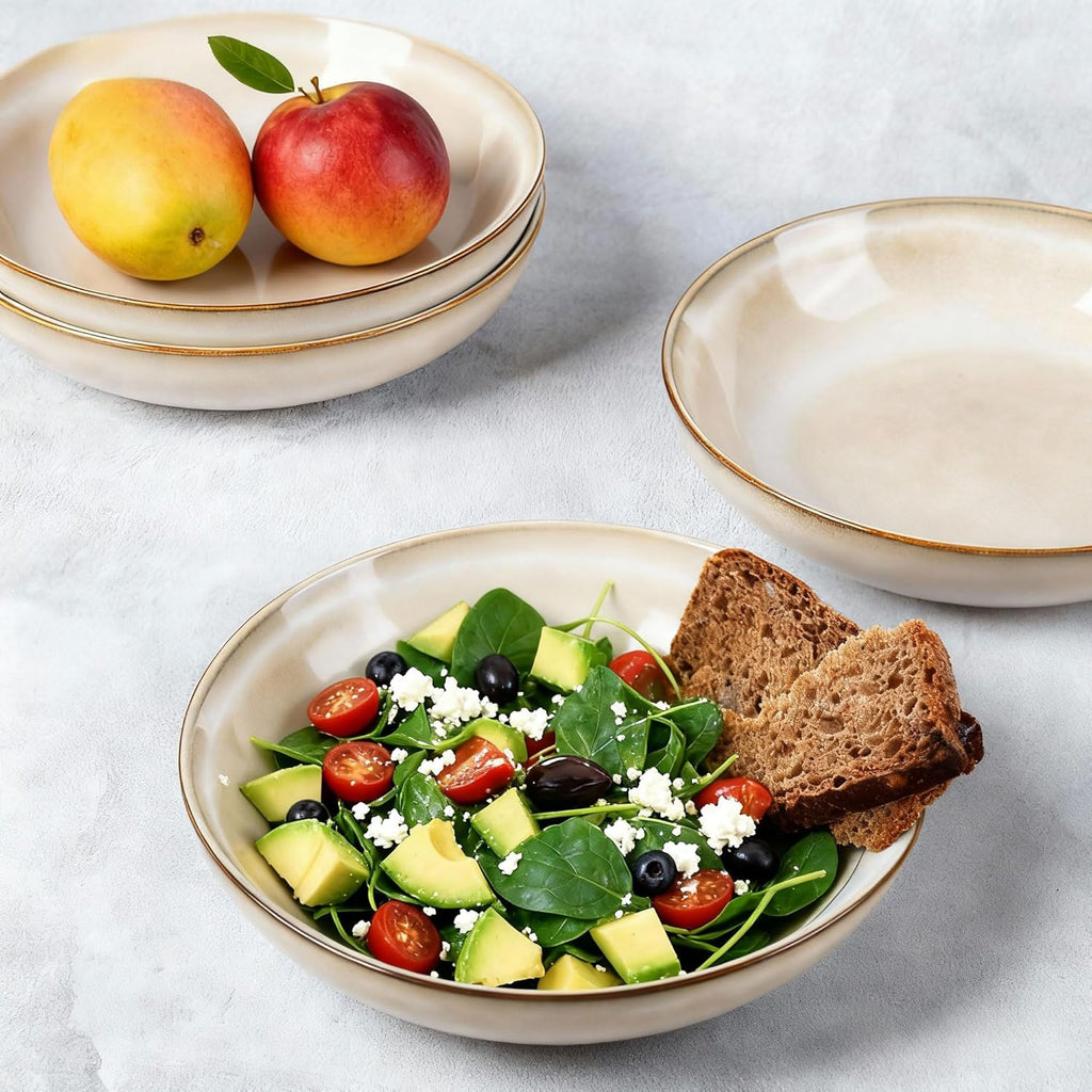 AmorArc 8.5'' Large Ceramic Pasta Bowls Set, 36oz Stoneware Bowls Set of 6 for Kitchen, Reavtive Glaze Bowls-Microwave,Dishwasher Safe for Pasta,Salad,Oatmeal-Ceylon Blue