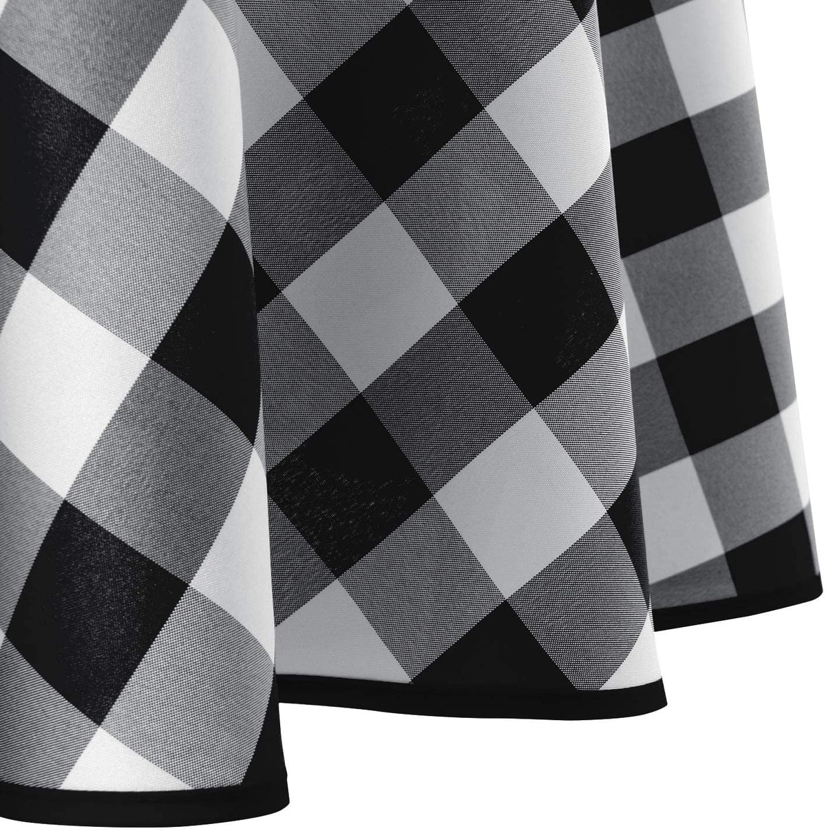 Hiasan Checkered Round Tablecloth 60 Inch - Waterproof Stain and Wrinkle Resistant Washable Fabric Table Cloth for Dining Room Party Outdoor Picnic, Black and White