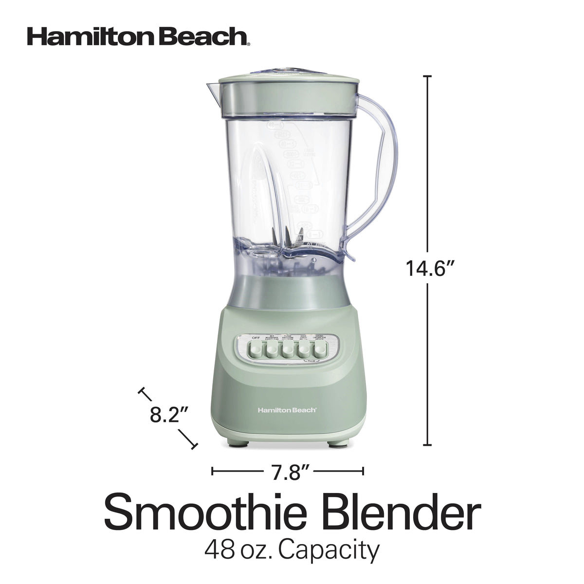 Hamilton Beach Smoothie Blender, 48 oz BPA-Free Jar 650 W 12-Function Countertop Blender for Kitchen, White