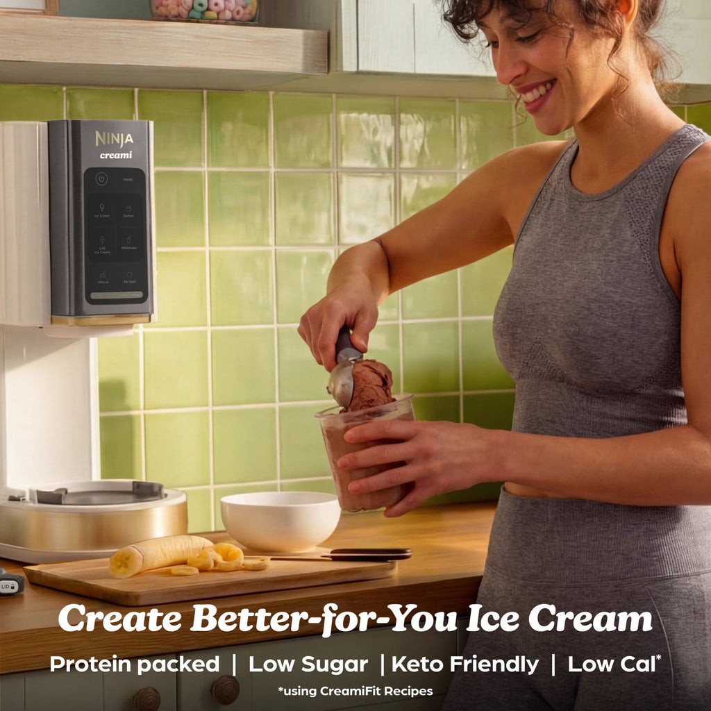 Ninja Creami Ice Cream Maker, for Mix-ins, Milkshakes, Sorbet, 5 One-Touch Programs, (2) 16 Oz Pint Containers & Lids, NC350 White