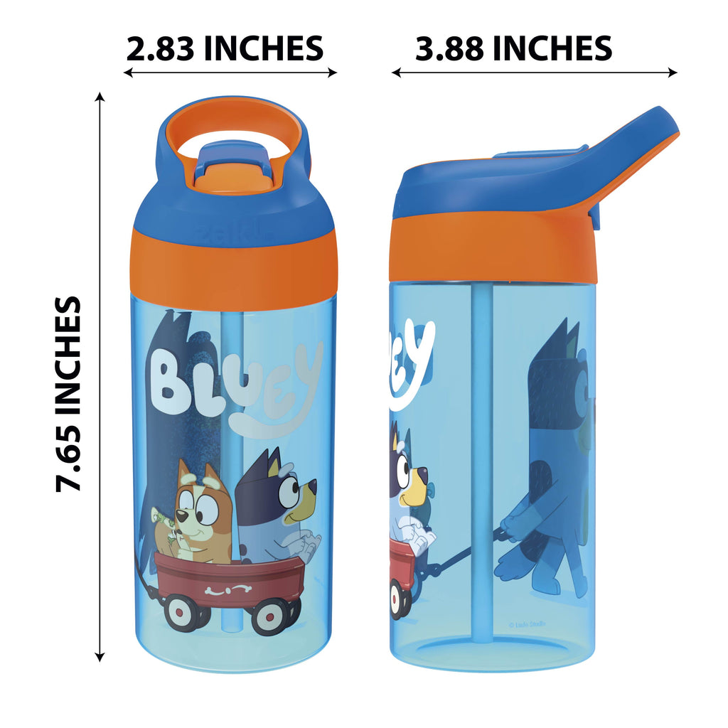 Zak Designs 17.5oz Sonic the Hedgehog Kids Water Bottle with Spout Cover and Built-in Carrying Loop, Made of Durable Plastic, Leak-Proof Design for Travel (17.5 oz, Pack of 2)