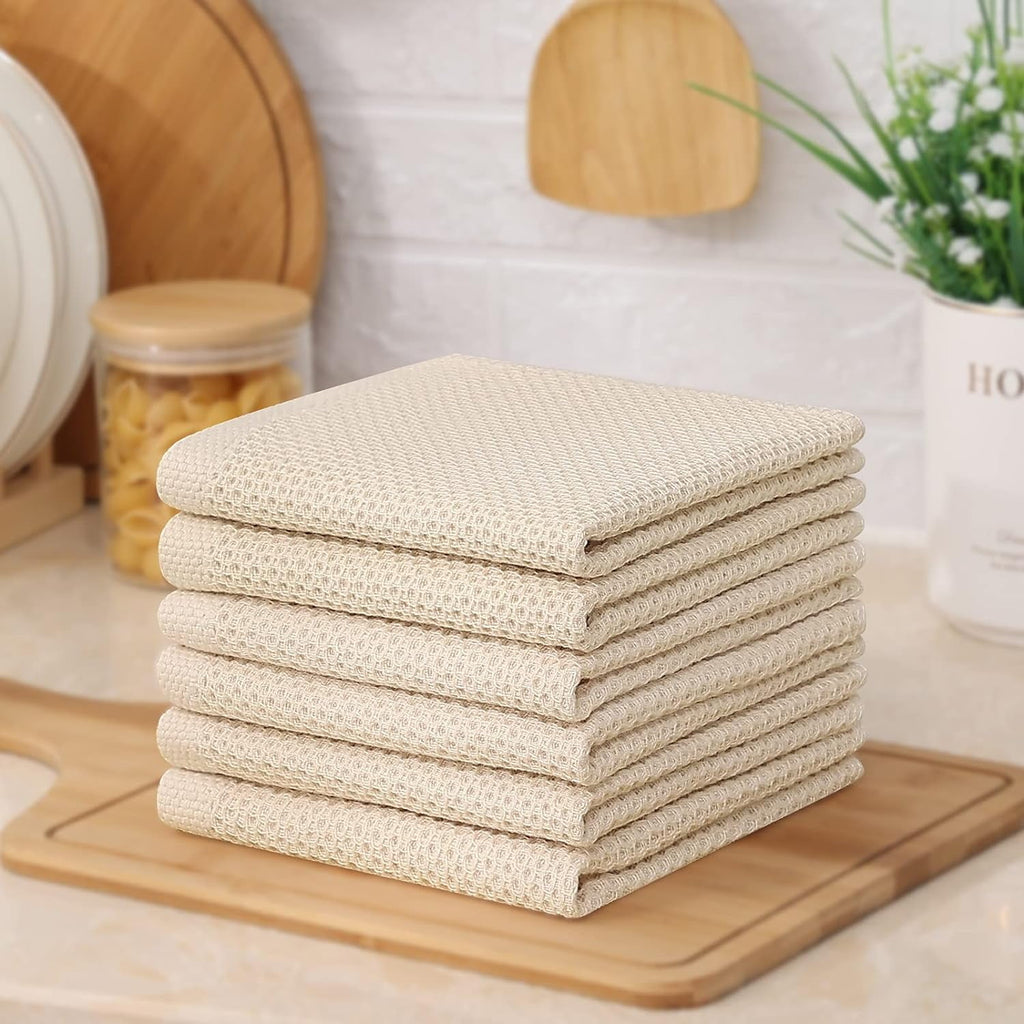 Homieway 6 Pack 100% Cotton Dish Towels, Waffle Weave Dish Cloths for Washing Dishes, Quick Drying Kitchen Dish Towels Rags, 12x12 Inches, Mixed Color