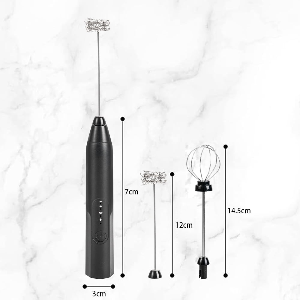 Milk Frother Wand Drink Mixer - Handheld Milk Frother Electric Whisk - Easy-Clean Stainless Steel Frother Wand & Mini Blender - Electric Coffee Frother for Milk Coffee Lattes