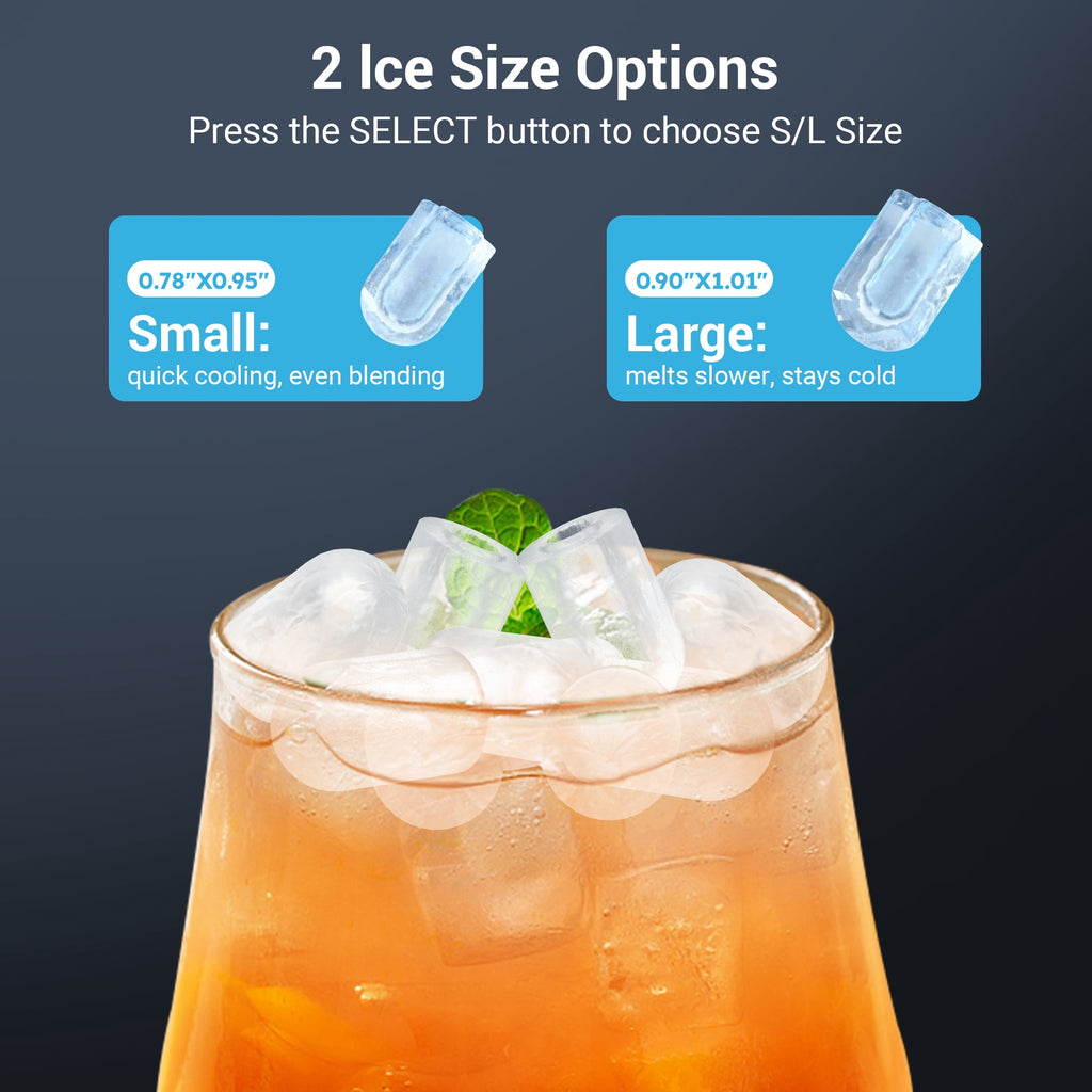 Snowyermine Countertop Ice Maker with Handle, 26 lbs/24H Portable Ice Machine, 2 Bullet Ice Sizes, 8 Cubes in 6 Minutes, Self-Cleaning for Home, Bar, RV and Camping