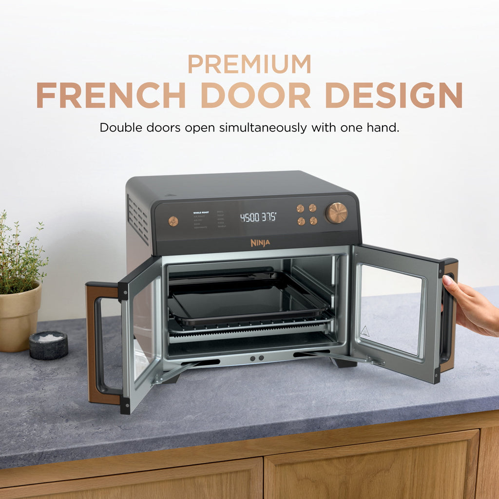 Ninja French Door 8-in-1 Countertop Oven, with Smart Surroundair Technology and Air Fry Function, Dishwasher Safe, 6 Pieces, FO100 Silver