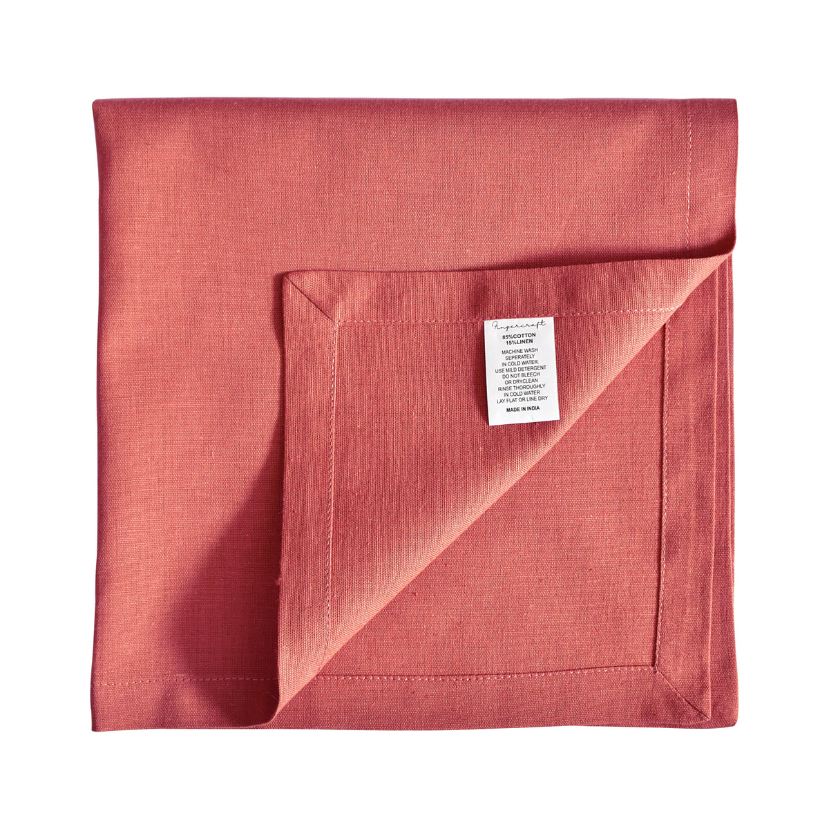 Fingercraft Cloth Napkin, Solid Color Cotton Linen Blend Table Napkins, Soft and Absorbent Fabric, Set of 12, Blush Pink