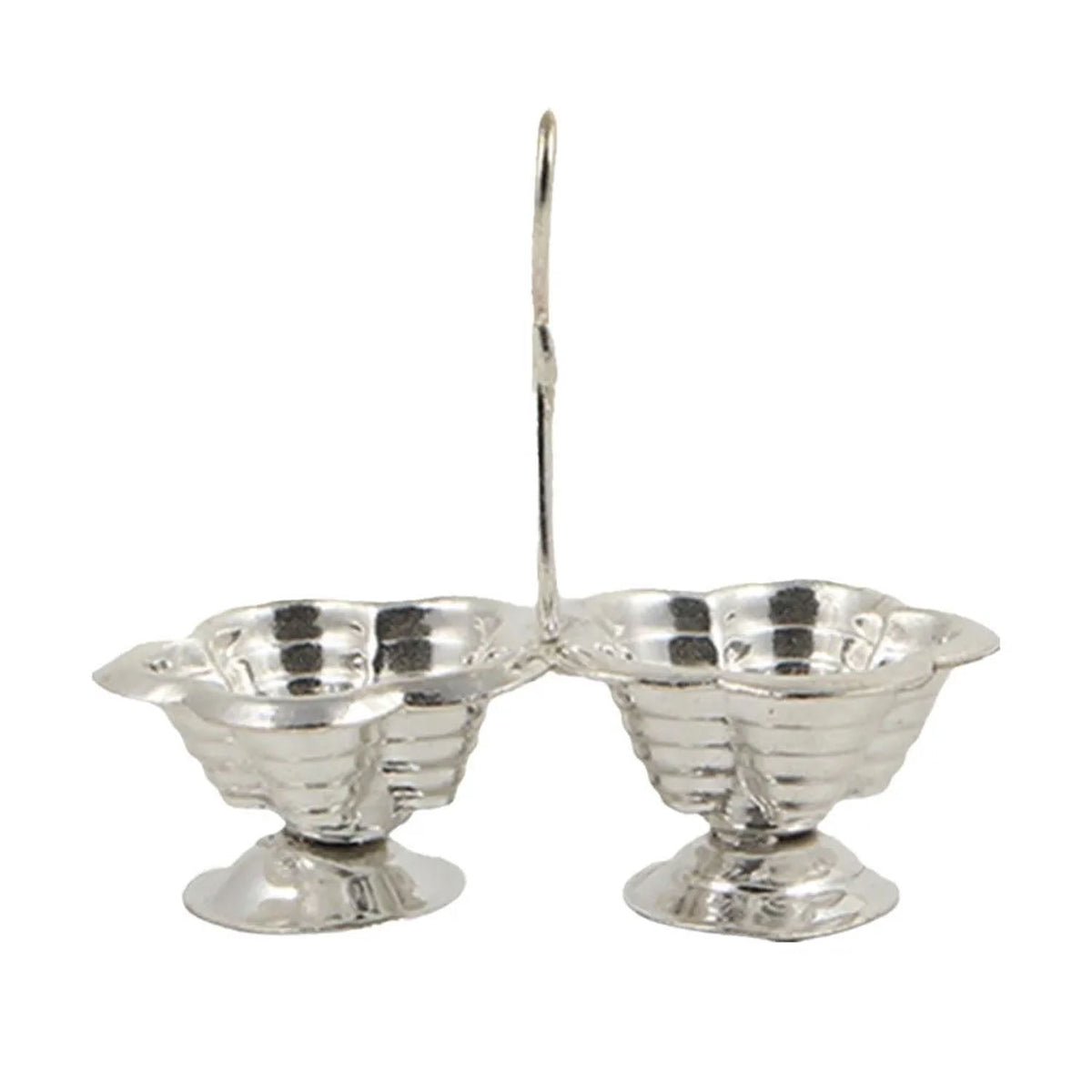 Shubhkart Pack of 3 Silver Plated Haldi Kumkum Holder Stand Set for Puja, Home, Office Décor, Diwali Gift, Festive Gift
