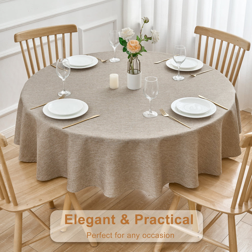 Inosoo Faux Linen Textured Rectangle Tablecloth - 60 x 84 inch Waterproof & Machine Washable Linen-Look Cloth Table Cover, White