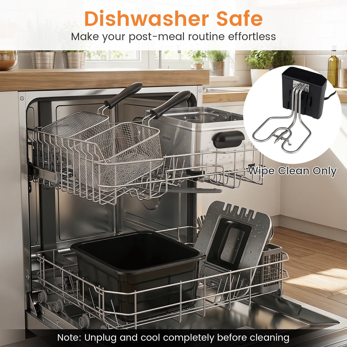 Costway Electric Deep Fryer 5.3 QT/21-Cup Stainless Steel 1700W with Triple Basket Silver