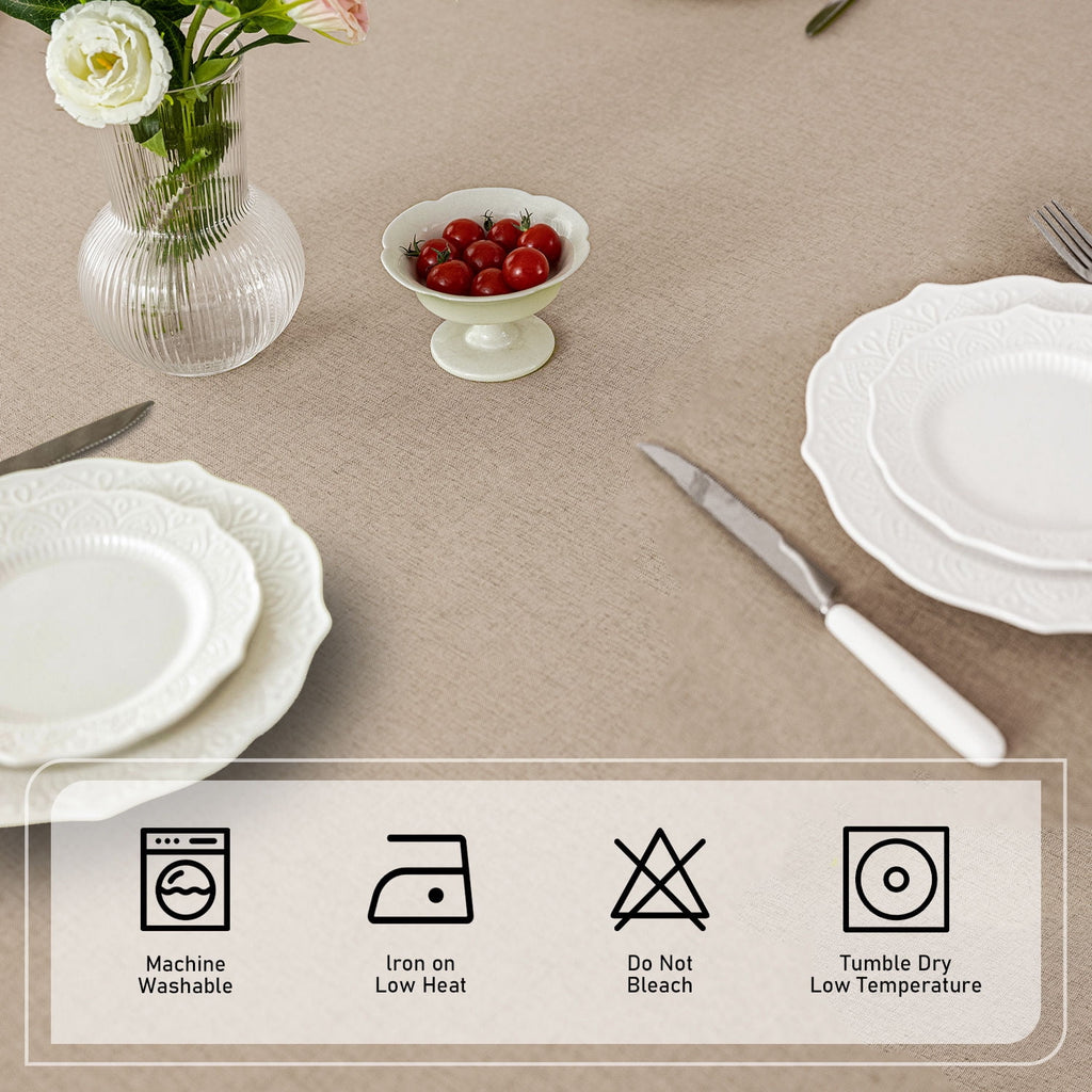 Soulgenix Tablecloth, 55"*70" Rectangle Table Cloth with Tassel, Table Cover for Dining, Party, Home, Fits Tables 30"×45" (4-6 seats), Beige