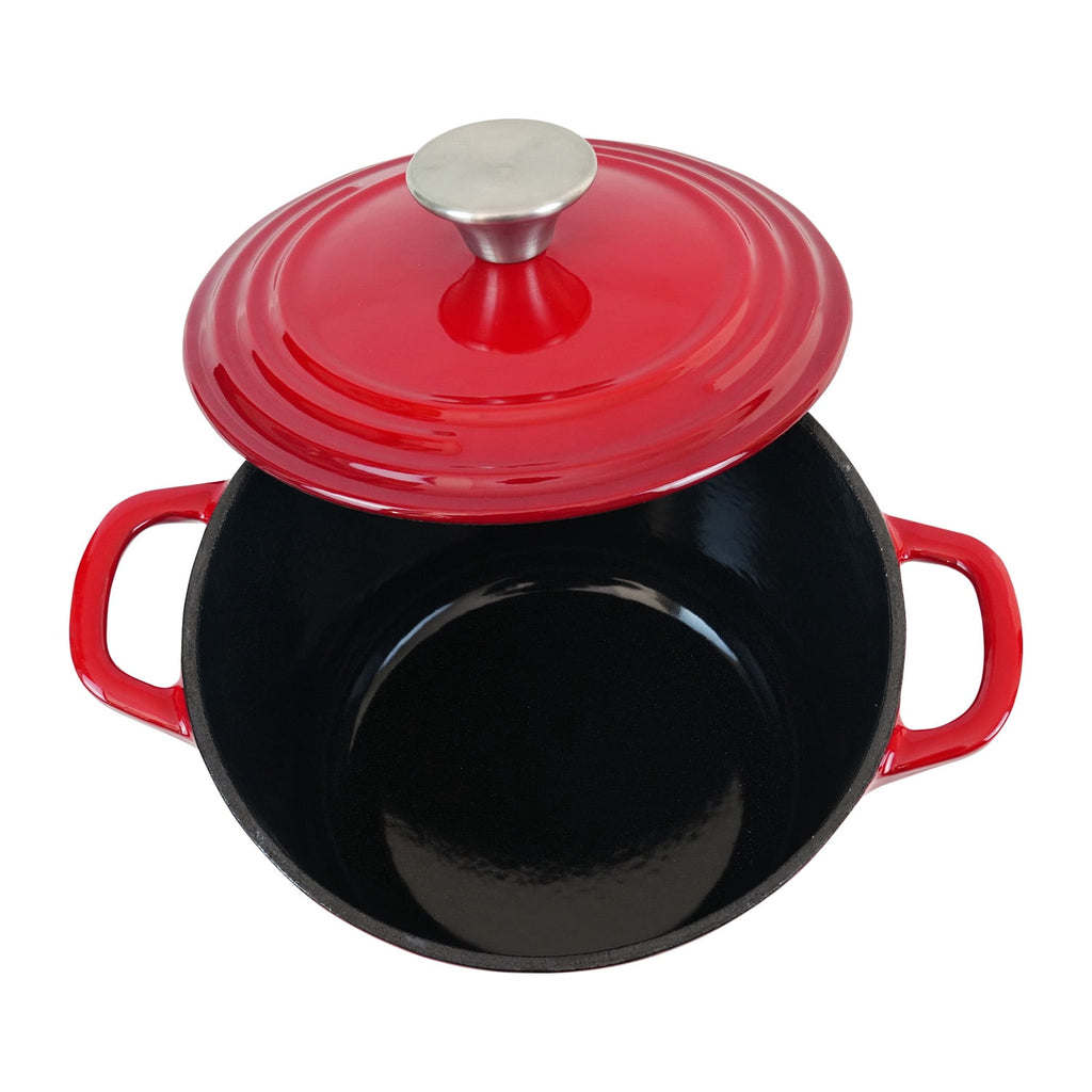 Flavehc Dutch Oven Pot with Lid 2.8 qt Cast Iron Dutch Oven for Bread Baking Slateblue Enameled Cast Iron Rice Pot with Handels