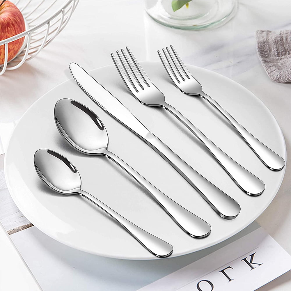 Black Silverware Set, Vesteel 20 Piece Stainless Steel Flatware Cutlery Set for 4, Mirror Finish, Dishwasher Safe