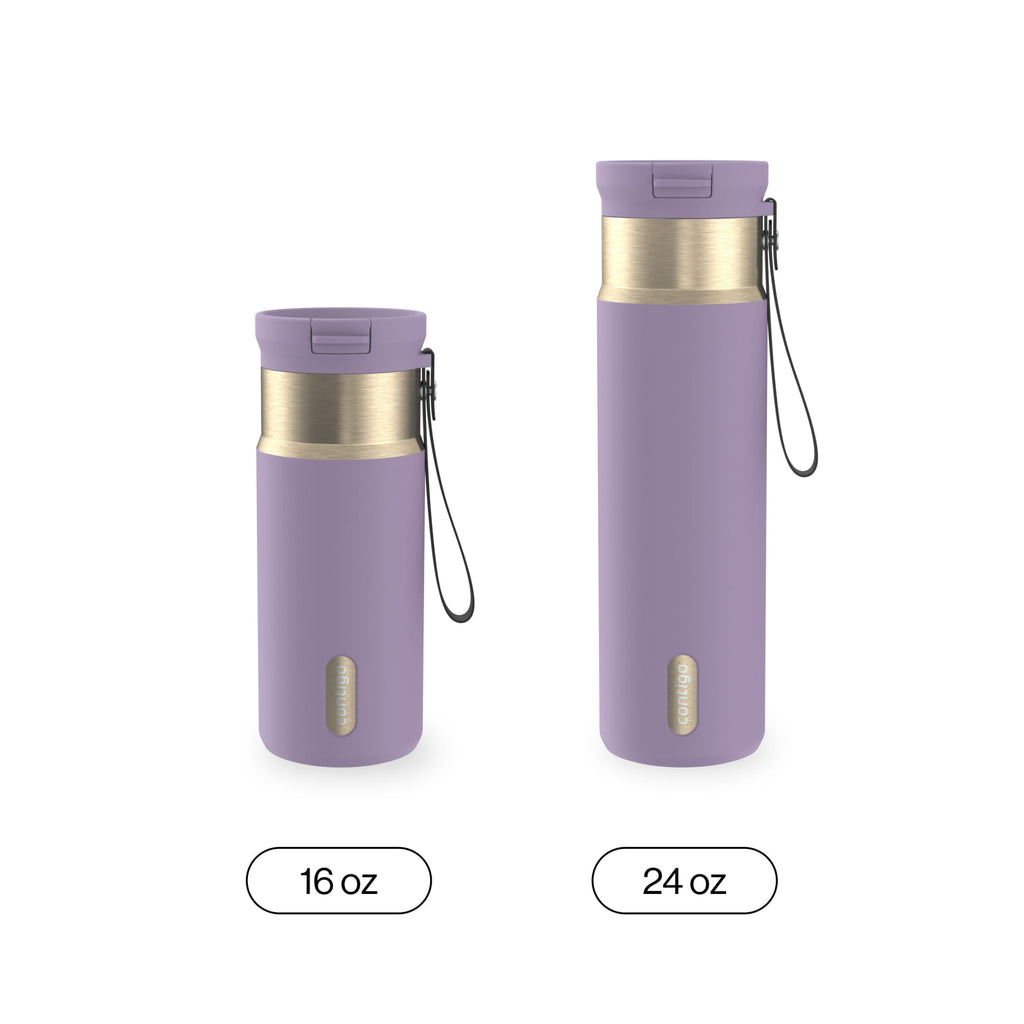 Contigo 24oz SnapSeal Insulated Stainless Steel Water Bottle with Straw, Licorice Black/Bronze