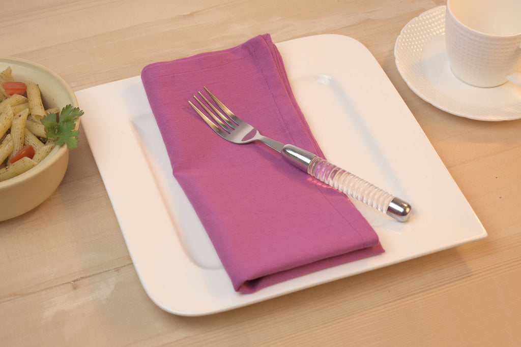 Fingercraft Cloth Napkin, Solid Color Cotton Linen Blend Table Napkins, Soft and Absorbent Fabric, Set of 12, Blush Pink