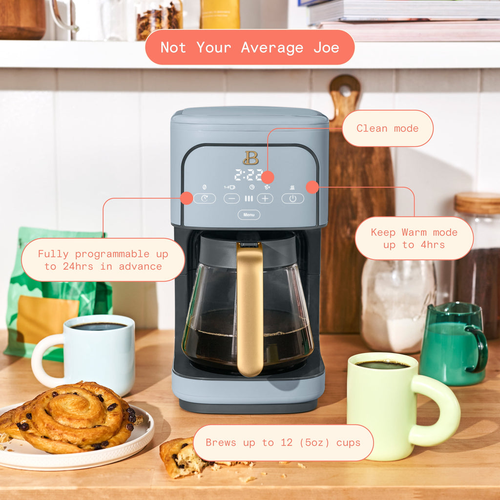 Beautiful by Drew Barrymore 12-Cup Programmable Coffee Maker, White Icing