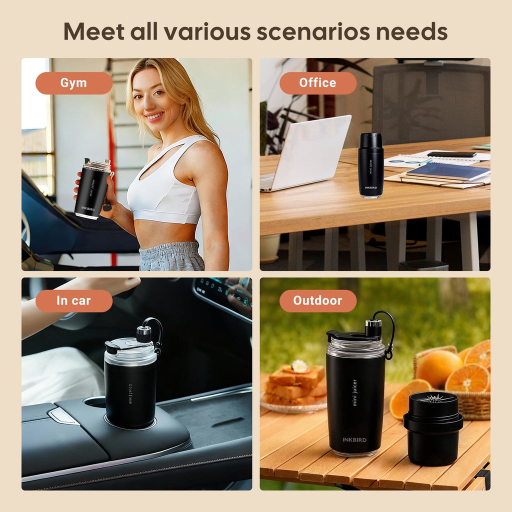 Inkbird Portable Blender with Insulated Cup, Cordless Electric Protein Shaker Bottle - USB Rechargeable Mixer Cup for Shakes and Meal Replacements, BPA-Free Tritan,320ml