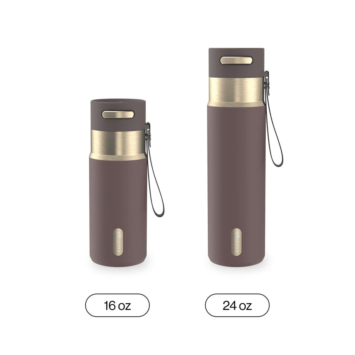 Contigo 24oz AutoSeal Insulated Stainless Steel Water Bottle, Licorice Black/Bronze