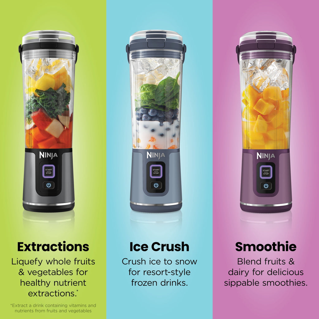 Ninja Blast Portable Personal 18 Oz Blender w/ Leak Proof Lid & Easy Sip Spout, Rechargeable Base, BC150PK Pink