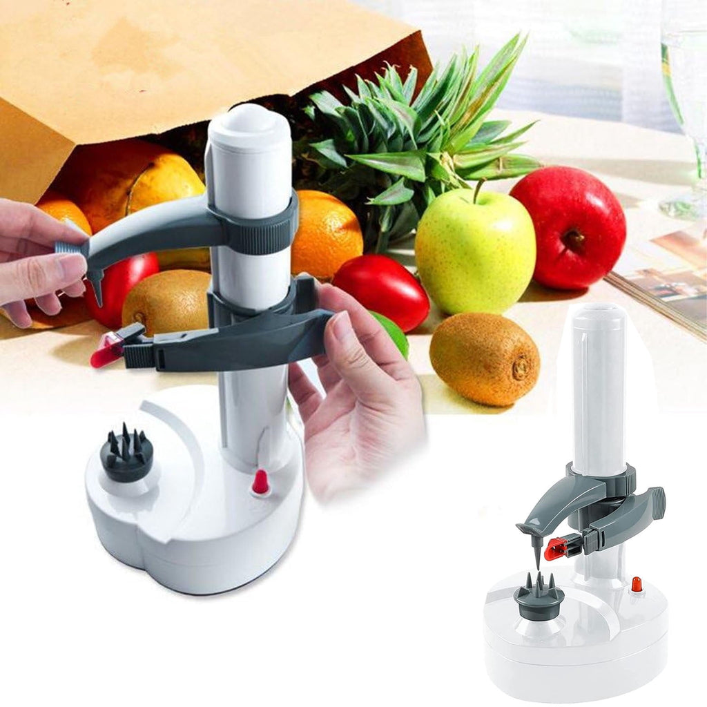 Electric Potato Peeler, Automatic Rotating Apple Peeler Potato Peeling Machine with 10 Replacement Blades, Multifunction Fruit & Vegetable Cutter, Electric Apple Pear Skin Peeling Machine, White