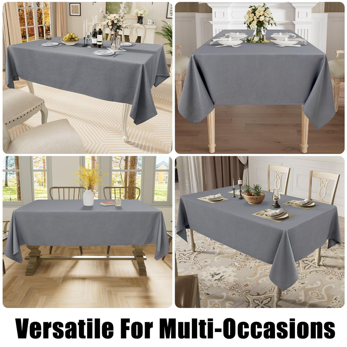 decorUhome Linen Rectangle Tablecloth 52x70 inch, Stain and Wrinkle Resistant Washable Table Cloth, Decorative Waterproof Fabric Table Cover for Dining Party, Sage Green