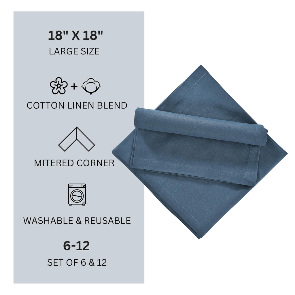 Fingercraft Cloth Napkin, Solid Color Cotton Linen Blend Table Napkins, Soft and Absorbent Fabric, Set of 12, Blush Pink