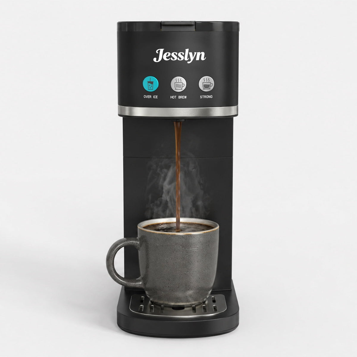 Jesslyn Single Serve Coffee Maker: Coffee Machine Compatible with K Cup Capsules & Grounds, Black
