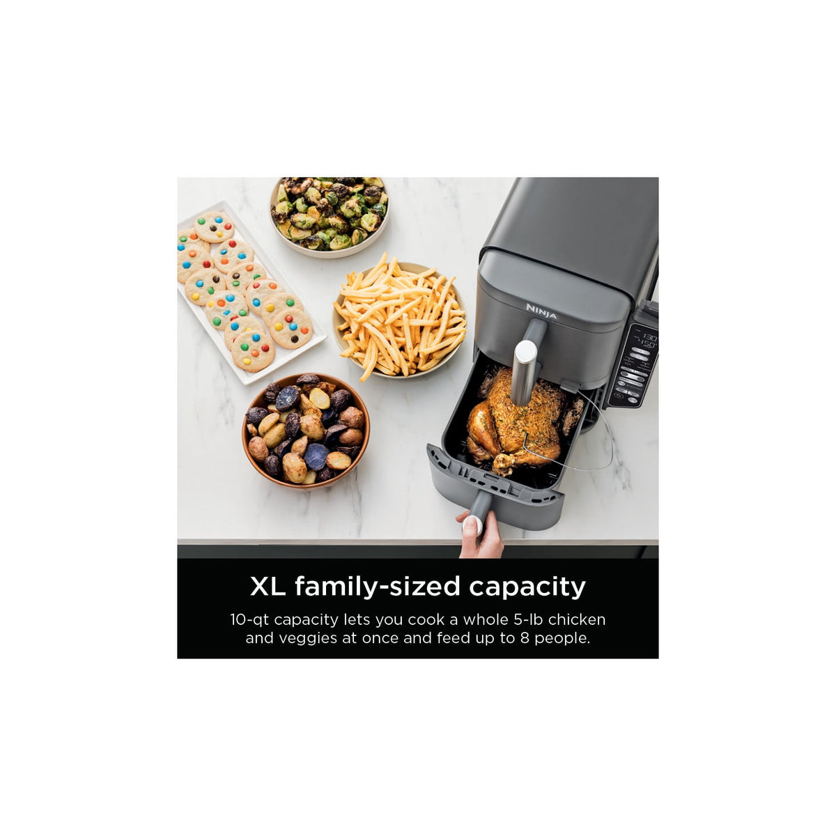 Ninja DoubleStack Smart XL Air Fryer 10-Qt, Smart Cook & Thermometer, 2 Baskets, Space Saving, SL451 Deep Gray