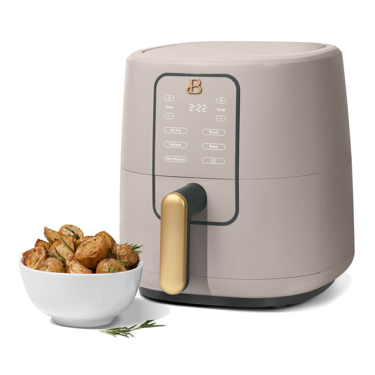 Beautiful 3 Qt Air Fryer with TurboCrisp Technology, EverGood Non-Toxic Ceramic Nonstick Coating, Chocolate by Drew Barrymore