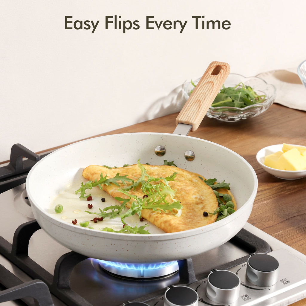 SENSARTE Nonstick Ceramic Frying Pan Skillet, Induction Omelette Pan Egg Pan, Healthy Cookware Chef's Pan with Heat-Resistant Handle, Dishwasher Safe, Gray, 8"